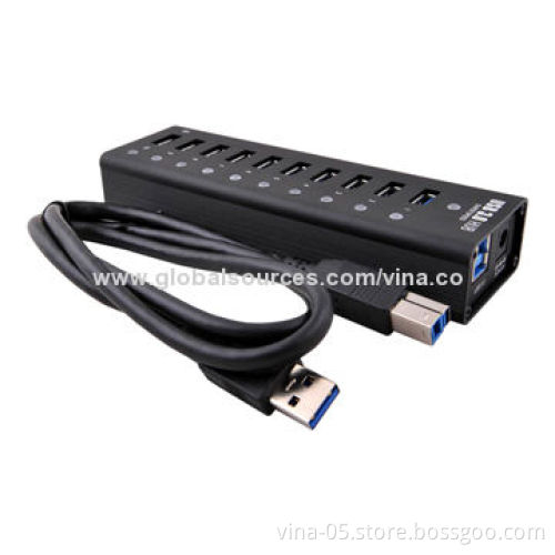 USB3.0 Hub 10 Ports Super Speed with 12V, 3A Power Adapter